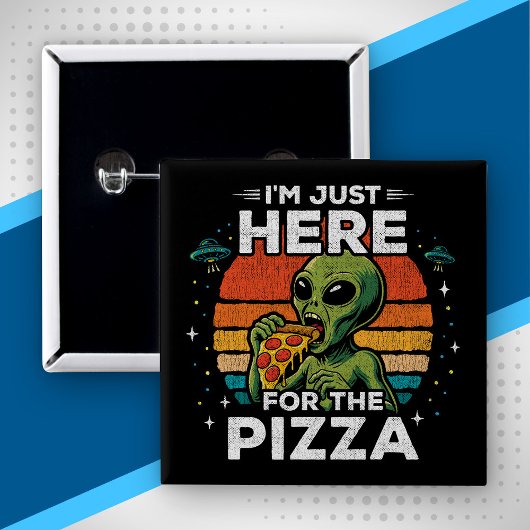 レトロ宇宙パロディTシャツ ピザが好きな宇宙人 缶バッジ