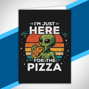 レトロ宇宙パロディTシャツ　ピザ好き宇宙人 カード
