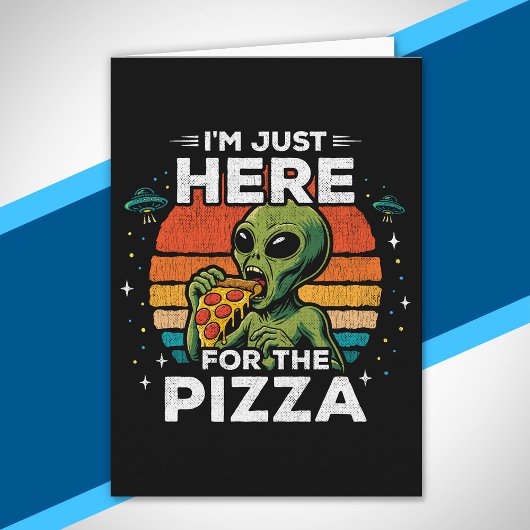 レトロ宇宙パロディTシャツ　ピザ好き宇宙人 カード