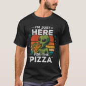 レトロ宇宙パロディTシャツ　ピザ好き宇宙人 Tシャツ (正面)