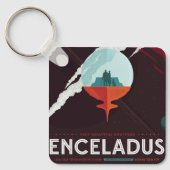 レトロ宇宙ポスター – サターンへのカッシーニ任務 キーホルダー (正面)