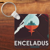 レトロ宇宙ポスター – サターンへのカッシーニ任務 キーホルダー (正面)