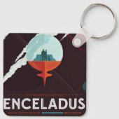 レトロ宇宙ポスター – サターンへのカッシーニ任務 キーホルダー (裏面)