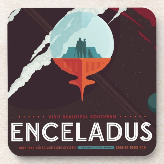 レトロ宇宙ポスター – サターンへのカッシーニ任務 コースター (正面)