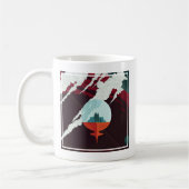 レトロ宇宙ポスター – サターンへのカッシーニ任務 コーヒーマグカップ (左)