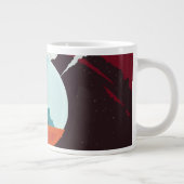 レトロ宇宙ポスター – サターンへのカッシーニ任務 ジャンボコーヒーマグカップ (右)