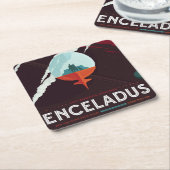 レトロ宇宙ポスター – サターンへのカッシーニ任務 スクエアペーパーコースター (アングル)