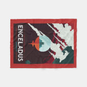 レトロ宇宙ポスター – サターンへのカッシーニ任務 フリースブランケット (正面(横))