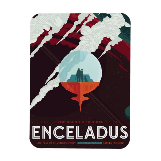 レトロ宇宙ポスター – サターンへのカッシーニ任務 マグネット (縦)