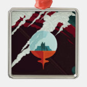 レトロ宇宙ポスター – サターンへのカッシーニ任務 メタルオーナメント (正面)