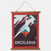 レトロ宇宙ポスター – サターンへのカッシーニ任務 吊り下げ型タペストリー (正面)