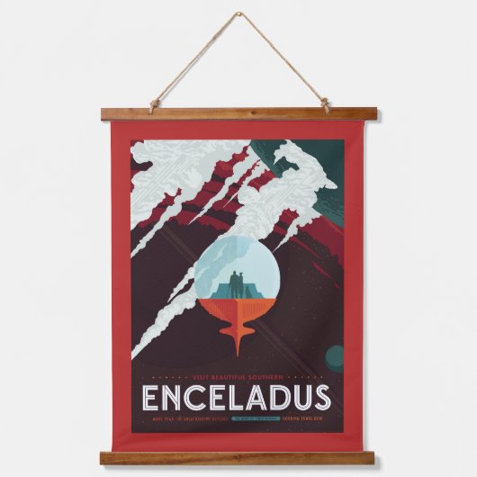 レトロ宇宙ポスター – サターンへのカッシーニ任務 吊り下げ型タペストリー (正面)