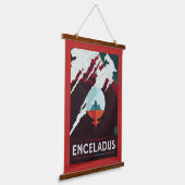 レトロ宇宙ポスター – サターンへのカッシーニ任務 吊り下げ型タペストリー (傾斜あり)