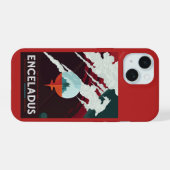 レトロ宇宙ポスター – サターンへのカッシーニ任務 iPhone 15ケース (裏面横)