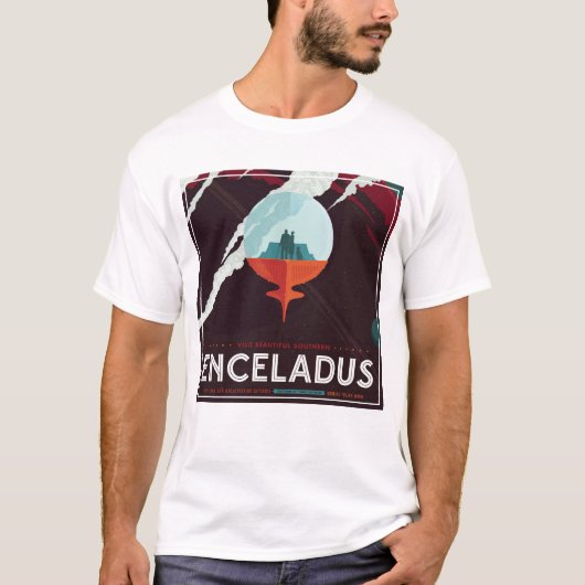 レトロ宇宙ポスター – サターンへのカッシーニ任務 Tシャツ (正面)