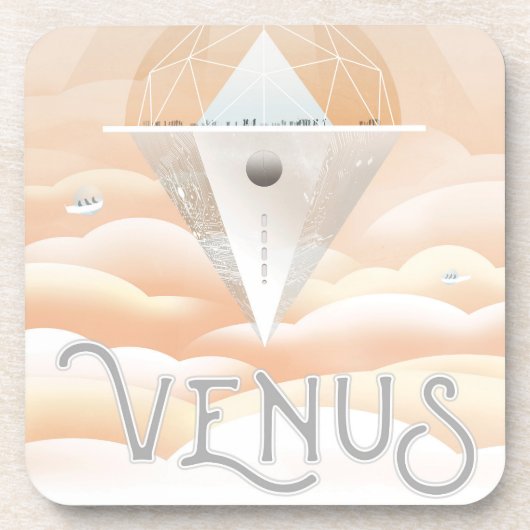 レトロ宇宙ポスター – システム内太陽の展望台 コースター (正面)