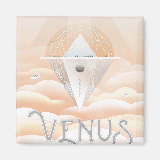 レトロ宇宙ポスター – システム内太陽の展望台 マグネット (正面)