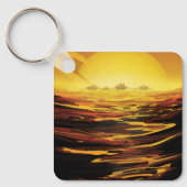 レトロ宇宙ポスター – 土星の最大の月、タイタン。 キーホルダー (正面)