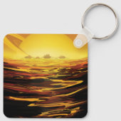 レトロ宇宙ポスター – 土星の最大の月、タイタン。 キーホルダー (裏面)