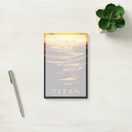 レトロ宇宙ポスター – 土星の最大の月、タイタン。 ポストイット (オフィス)