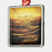 レトロ宇宙ポスター – 土星の最大の月、タイタン。 メタルオーナメント (左)