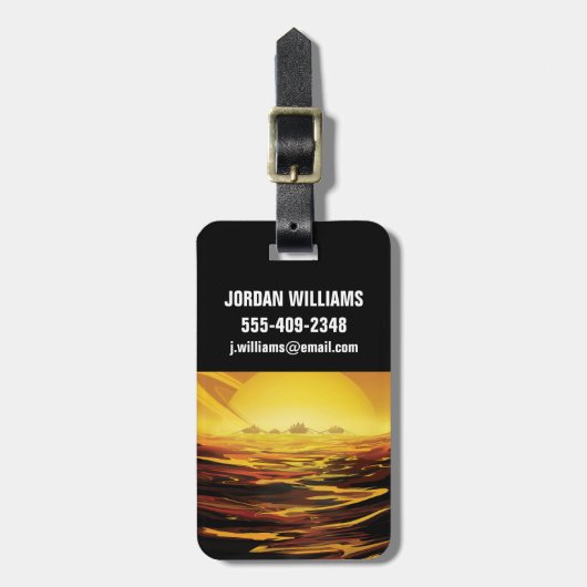 レトロ宇宙ポスター – 土星の最大の月、タイタン。 ラゲッジタグ (正面縦)