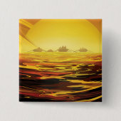 レトロ宇宙ポスター – 土星の最大の月、タイタン。 缶バッジ (正面)