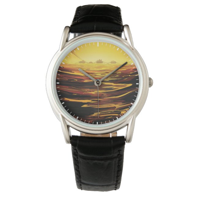 レトロ宇宙ポスター – 土星の最大の月、タイタン。 腕時計 (正面)