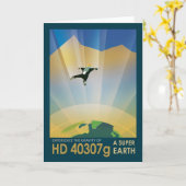 レトロ宇宙ポスター – 地球の重すごいさ カード (黄色い花)