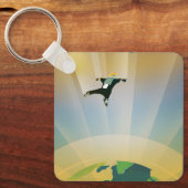 レトロ宇宙ポスター – 地球の重すごいさ キーホルダー (正面)