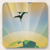 レトロ宇宙ポスター – 地球の重すごいさ コースター (正面)