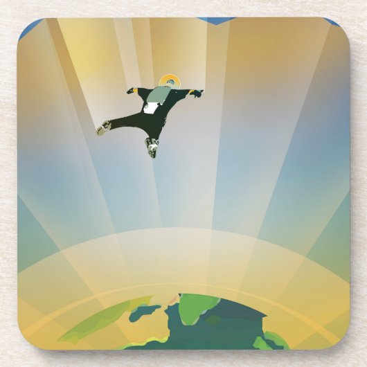 レトロ宇宙ポスター – 地球の重すごいさ コースター (正面)