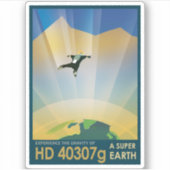 レトロ宇宙ポスター – 地球の重すごいさ シール (正面)