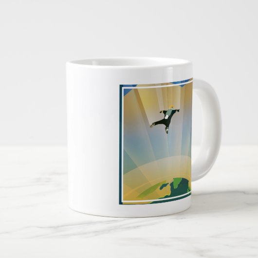 レトロ宇宙ポスター – 地球の重すごいさ ジャンボコーヒーマグカップ (正面右)