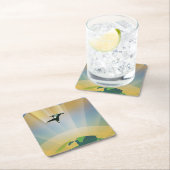 レトロ宇宙ポスター – 地球の重すごいさ スクエアペーパーコースター (インサイチュ)