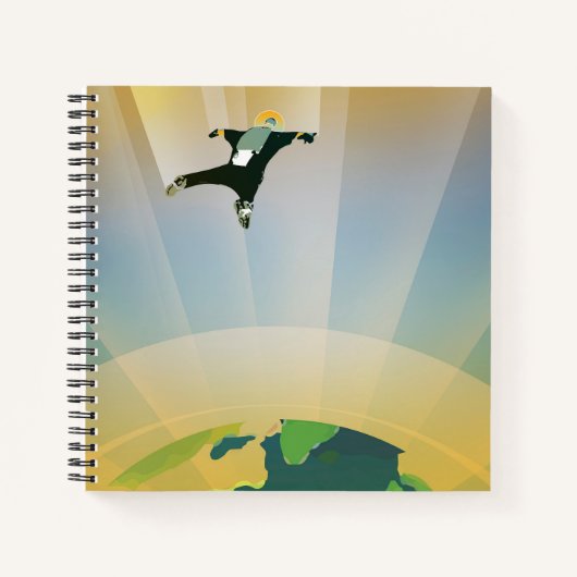 レトロ宇宙ポスター – 地球の重すごいさ ノートブック (正面)