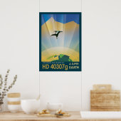 レトロ宇宙ポスター – 地球の重すごいさ ポスター (キッチン)