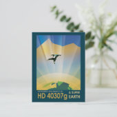 レトロ宇宙ポスター – 地球の重すごいさ ポストカード (スタンド正面)