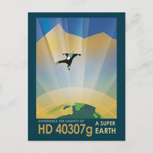 レトロ宇宙ポスター – 地球の重すごいさ ポストカード (正面)