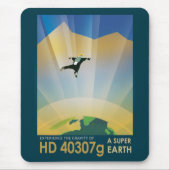 レトロ宇宙ポスター – 地球の重すごいさ マウスパッド (正面)