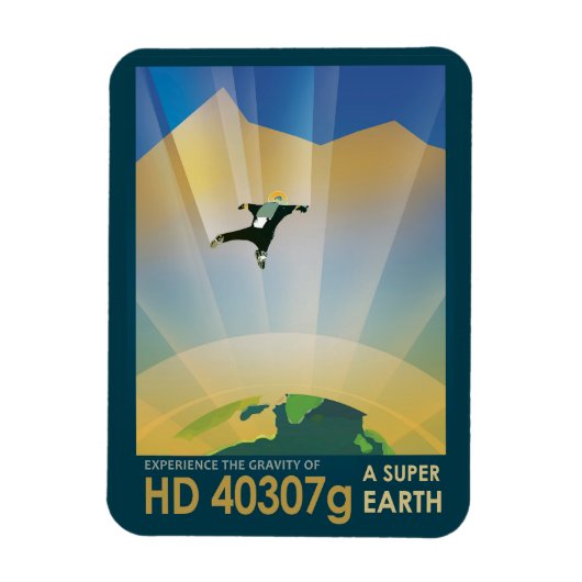 レトロ宇宙ポスター – 地球の重すごいさ マグネット (縦)