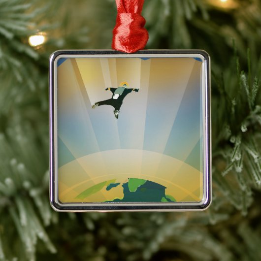 レトロ宇宙ポスター – 地球の重すごいさ メタルオーナメント (ツリー)