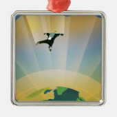 レトロ宇宙ポスター – 地球の重すごいさ メタルオーナメント (正面)