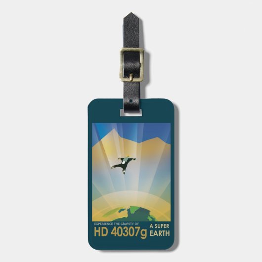 レトロ宇宙ポスター – 地球の重すごいさ ラゲッジタグ (正面縦)