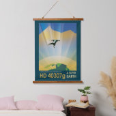 レトロ宇宙ポスター – 地球の重すごいさ 吊り下げ型タペストリー (寝室)