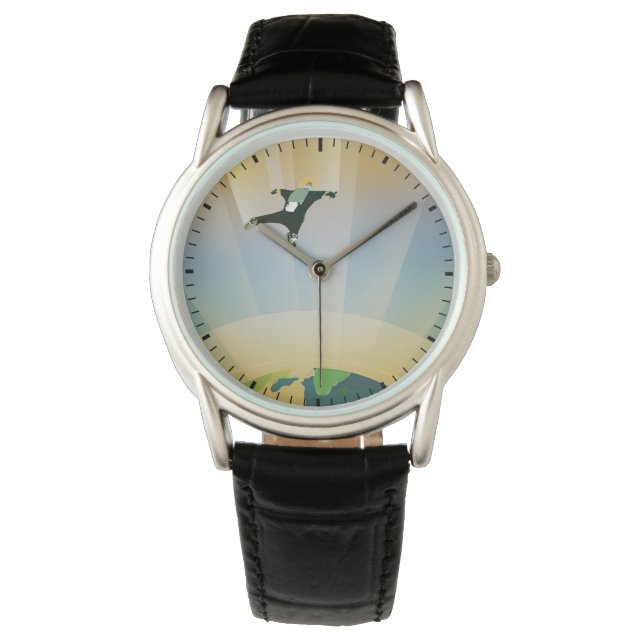 レトロ宇宙ポスター – 地球の重すごいさ 腕時計 (正面)