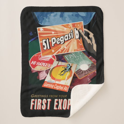 レトロ宇宙ポスター – 太陽系外惑星ディスカバリー51ペガシB シェルパブランケット (正面)