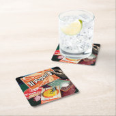 レトロ宇宙ポスター – 太陽系外惑星ディスカバリー51ペガシB スクエアペーパーコースター (インサイチュ)