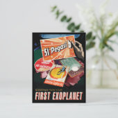 レトロ宇宙ポスター – 太陽系外惑星ディスカバリー51ペガシB ポストカード (スタンド正面)