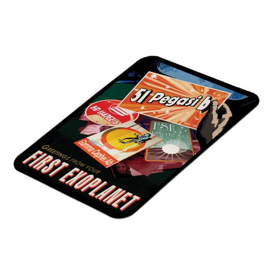 レトロ宇宙ポスター – 太陽系外惑星ディスカバリー51ペガシB マグネット (左側)